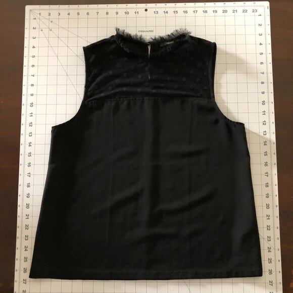 Black Sleeveless Polka Dot Sheer Mesh Yoke Top Forever 21 Size Medium Elegant - Picture 10 of 12